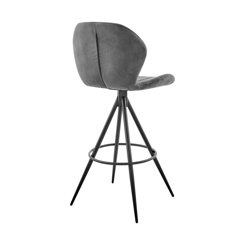 Catalina Bar Height Bar Stool in Charcoal Fabric and Balck Finish