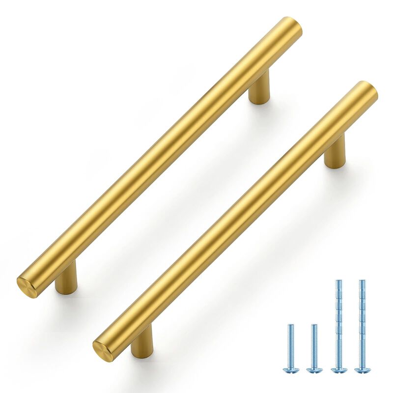 JOY DECOR 30 Pack 7-3/8 Inch Cabinet Pulls Kitchen Cabinet Handles with 5 Inch Hole Center Brushed Brass Cabinet Hardware Stainl