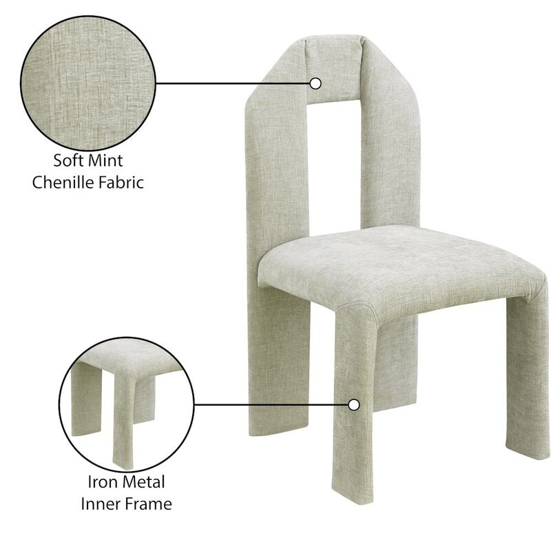 Meridian Furniture Bennett Mint Chenille Fabric Dining Chair, Set of 2