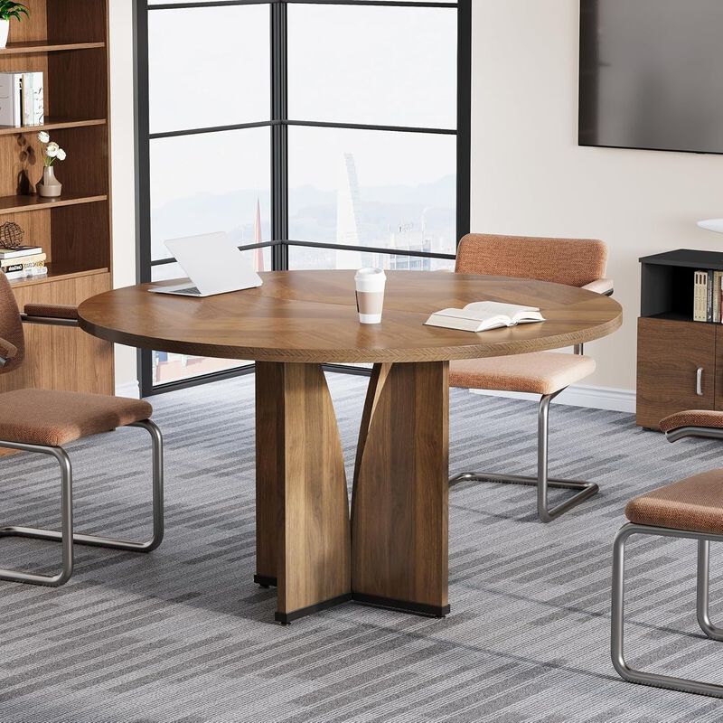 Tribesigns Round Conference Table for 4 image number 1