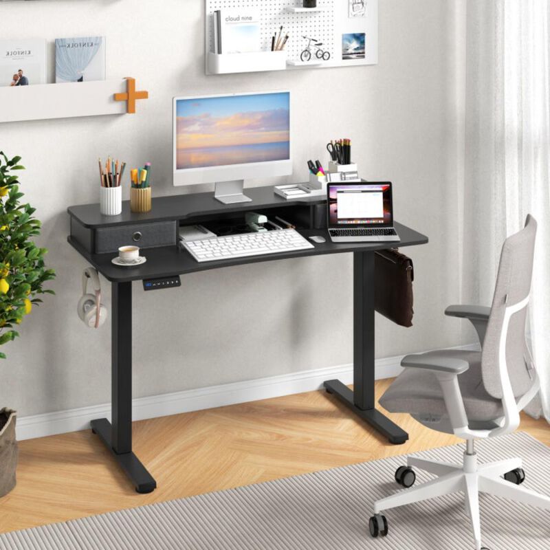Hivvago 48 Inch x 24 Inch Height Adjustable Electric Standing Desk with 2 Drawers