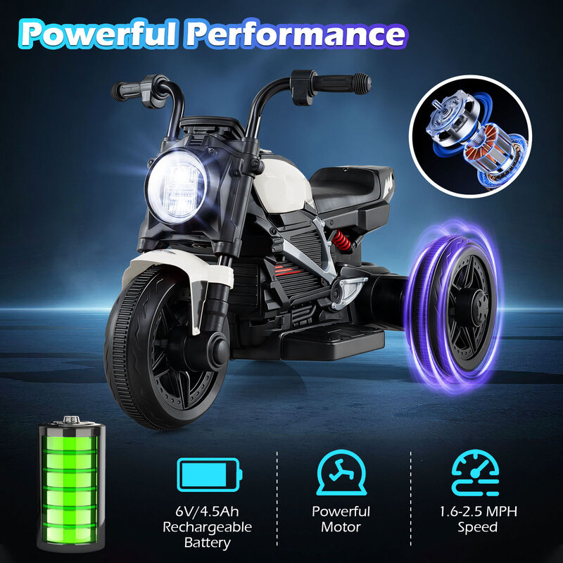 6V Kids Ride On Motorcycle with Music and LED Headlight for Yard and Garden image number 5