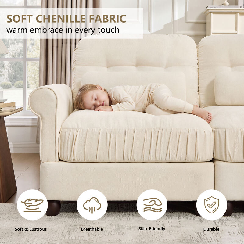 Juspep Mid Century Modern Chenille 3‑Seater Modular Sofa image number 3