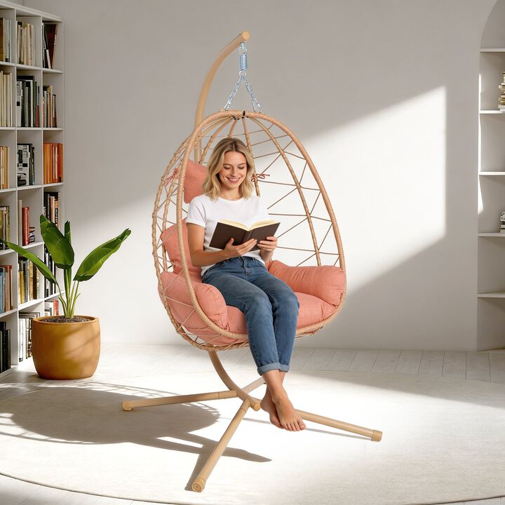 Hivvago Wicker Hanging Egg Chair with Stand