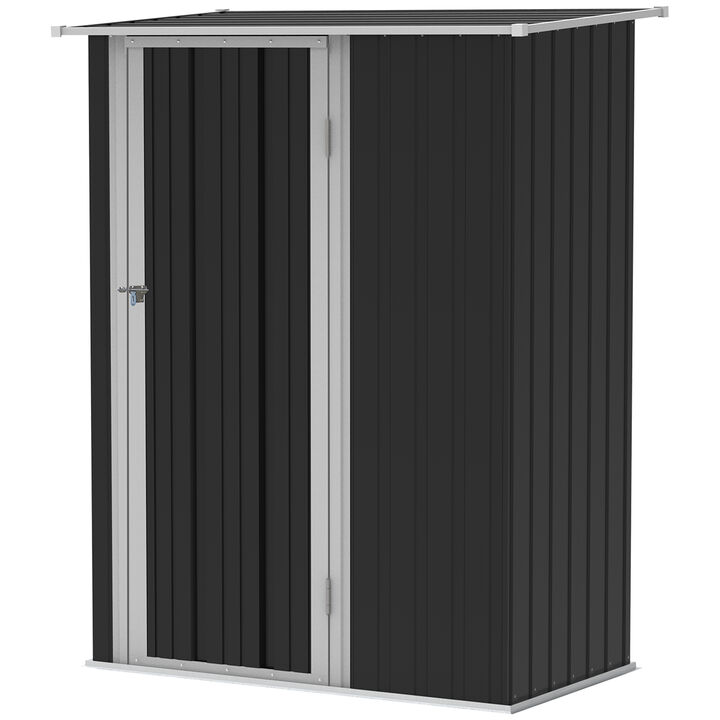 Outsunny 4.7' x 3' Outdoor Storage Shed, Galvanized Metal Utility Garden Tool House, 2 Vents and Lockable Door for Backyard, Bike, Patio, Garage, Lawn, Gray