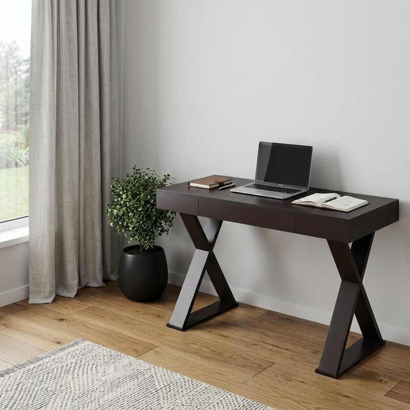 HomeRoots 47" Espresso Wood Writing Desk image number 1