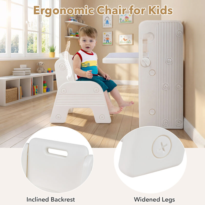 Children Writing Desk and Chair Set with Bookshelf Storage image number 4