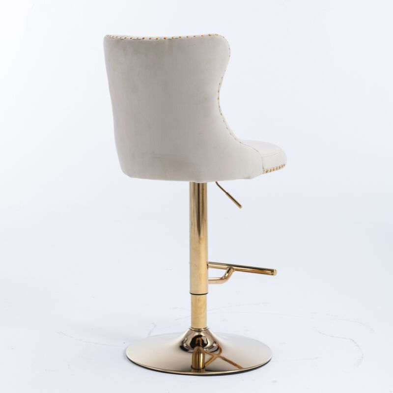 Streamdale Adjustable Swivel Velvet Bar Stools Set of 2 image number 6