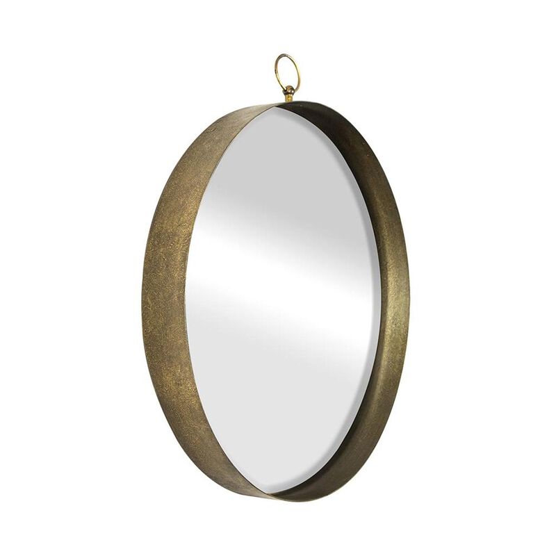 HomeRoots 28" Gold Round Iron Framed Accent Mirror image number 2