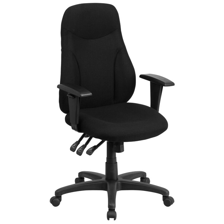 Hughes High Back Fabric Multifunction Swivel Ergonomic Task Office Chair with Adjustable Arms