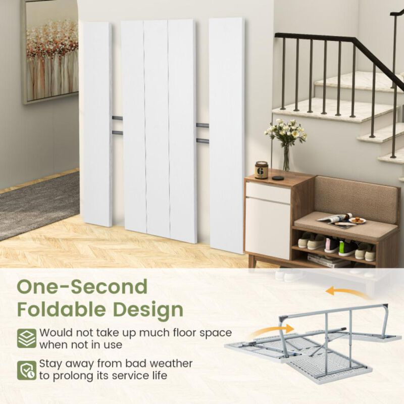 Hivvago Folding Picnic Table Set with Metal Frame and All-Weather HDPE Tabletop, Umbrella Hole