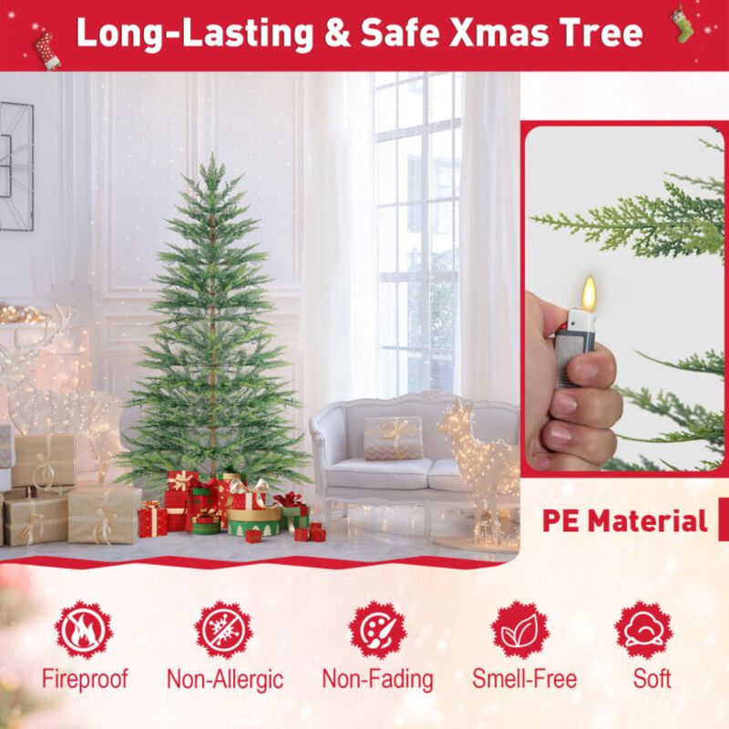 Hivvago 6.5/7.5 Feet Artificial Cypress Christmas Tree Pre-lit Hinged