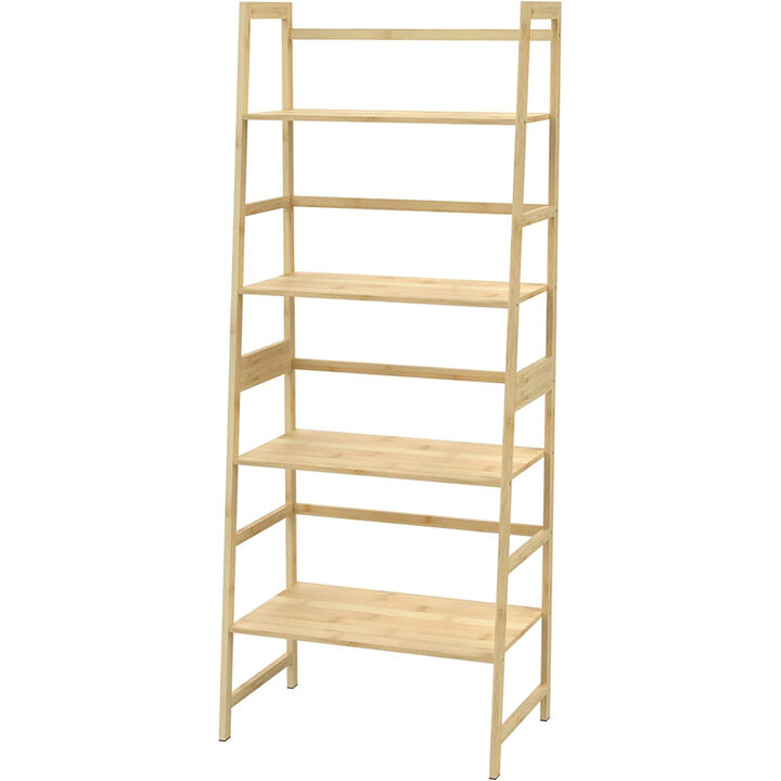 Bookshelf, Ladder Shelf, 4 Tier Tall Bookcase, Modern Open Book Case for Bedroom, Living Room, Office (NATURAL)
