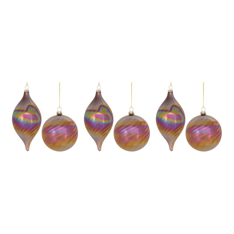 Ornament (Set of 6) 4.75"H, 7"H Glass
