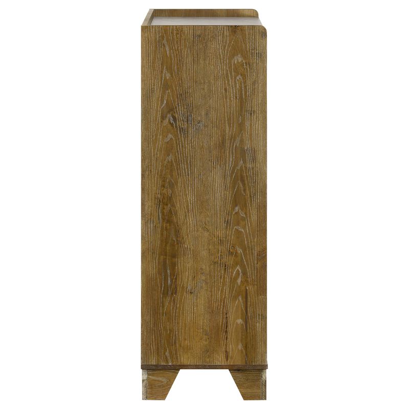Nolan Tall Dresser Chest with Faux Marble Top, 5 Drawers, Brown Wood image number 3