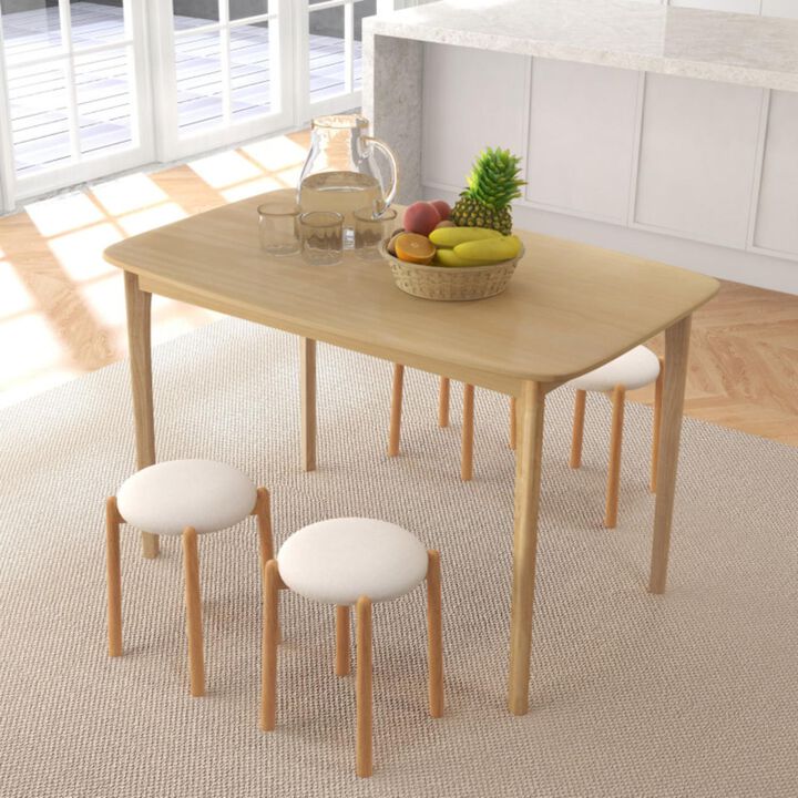 Hivvago 48 Inch Solid Wood Dining Table with Rubber Wood Supporting Legs for Kitchen Dining Room