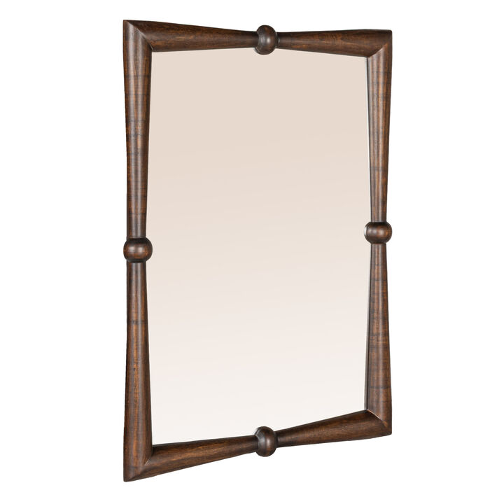 Modern Walnut Finish Mango Wood Wall Mirror