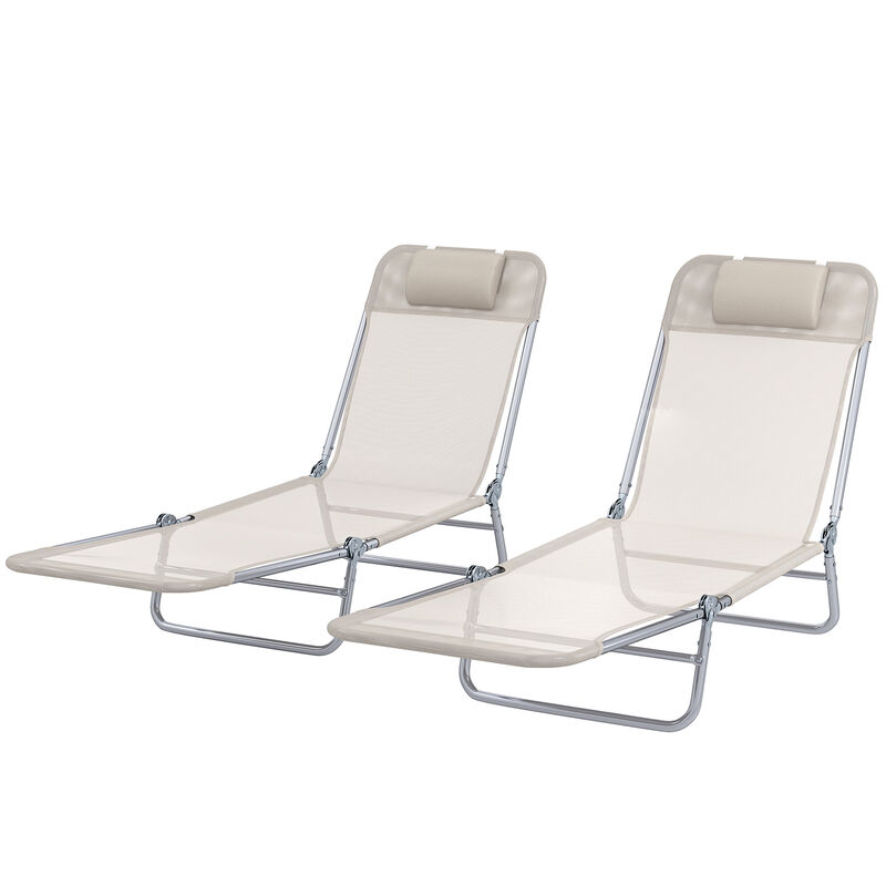 Hivvago 2-Piece Folding Chaise Lounge Chairs with Reclining Back image number 0