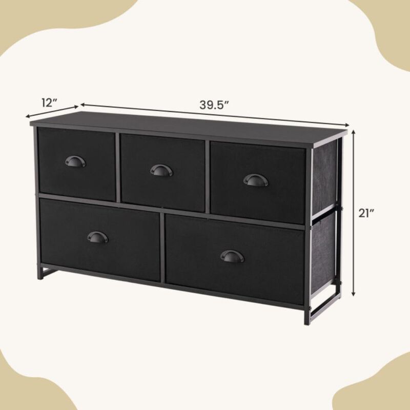 Hivvago Dresser Storage Tower with 5 Foldable Cloth Storage Cubes