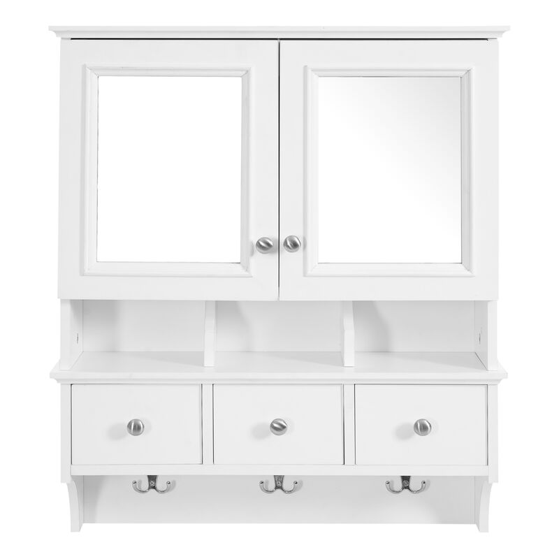 ELEMENT ACE 4-in-1 Wall Mounted Bathroom Mirror Cabinet 24 Inch Medicine Cabinet with Drawers Organizer Hooks High-Definition Mirrors with Storage for Bathroom Vanity image number 0