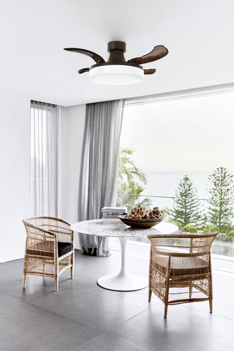 Fanaway Orbit 36" Indoor/Outdoor Retractable Blade Ceiling Fan with Light and Remote, Modern Fandelier Ceiling Fan, Patented Design Technology, Stronger Thicker Blades, Damp Rated