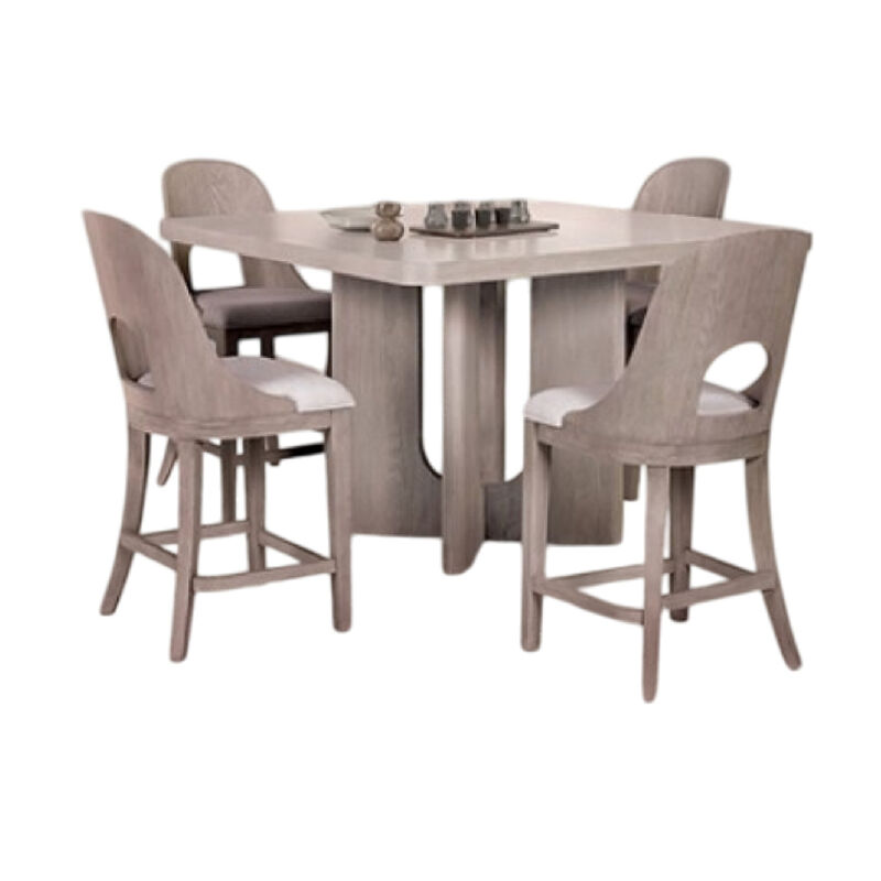 Zoko 7pc Counter Height Dining Table Set, 6 Seater, White Wash Oak image number 0