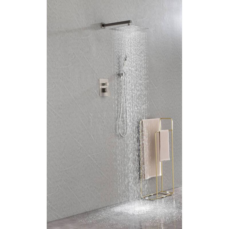 Shower System With Shower Head, Hand Shower, Hose, Valve Trim, Lever Handles And Niche