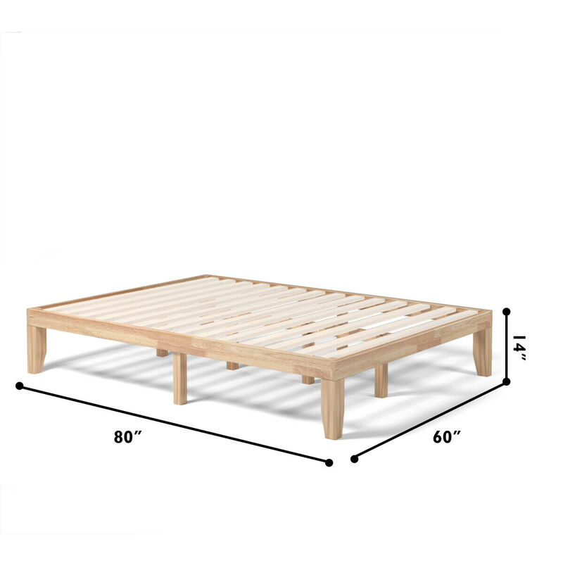 Wooden Bed Frame with Mattress Support for Bedroom or Guest Room