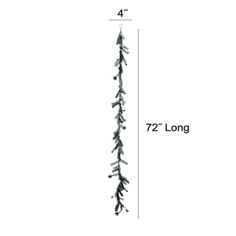 Tinsel Garland with Ball Ornaments, Antique Silver Finish image number 1