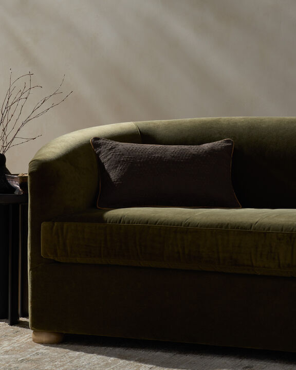 Leroy PJBR0004 Brown 13" x 21" Pillow with Down by Jeremiah Brent x Loloi