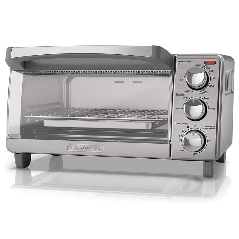 Black and Decker Natural Convection 4 Slice Toaster Oven in Stainless Steel image number 0