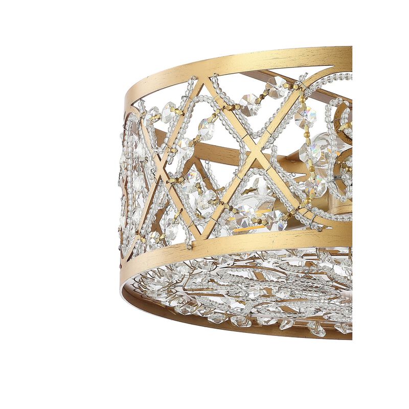 Leila Iron/Crystal Modern Glam LED Flush Mount