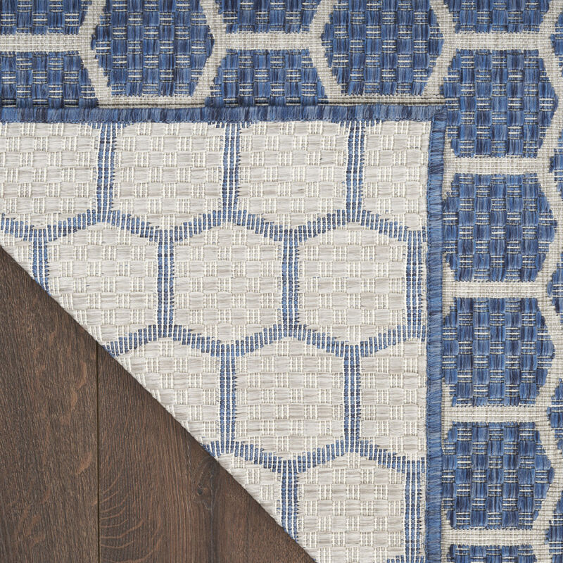 HomeRoots 4' X 6' Blue And Ivory Geometric Indoor Outdoor Area Rug image number 5