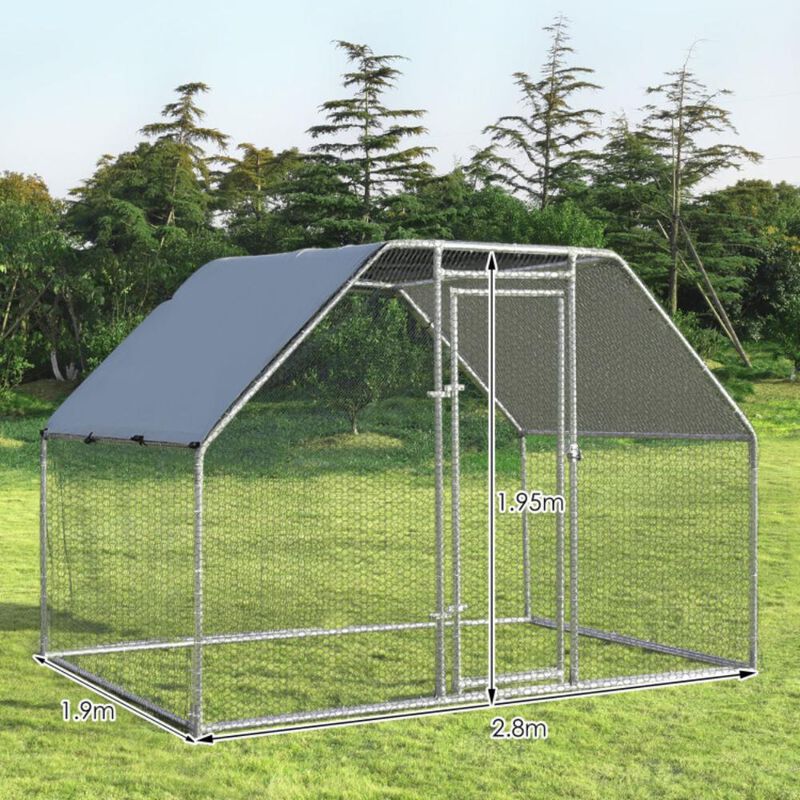 Hivvago 9.5 x 6.5 Feet Large Walk In Chicken Run Cage