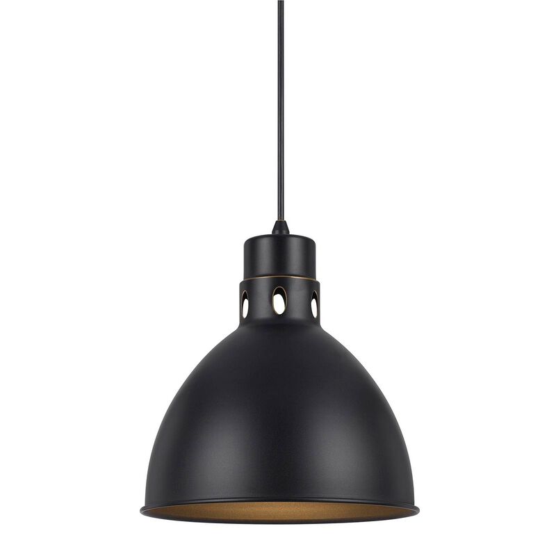 Nico 10 Inch Modern Pendant Light with Bronze Metal Shade, Clean Silhouette-Benzara