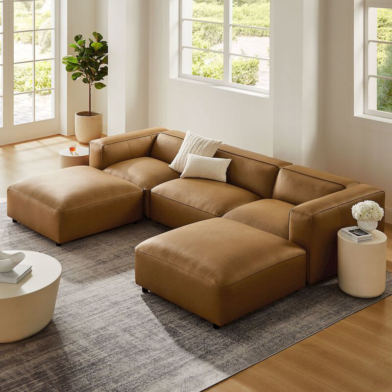 Auren 5-Piece Upholstered Vegan Leather Modular U-Shaped Sofa image number 7