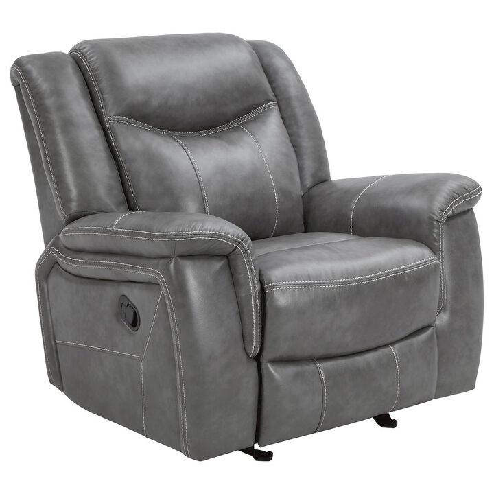 Coaster Co. of America Conrad Upholstered Padded Arm Glider Recliner Grey