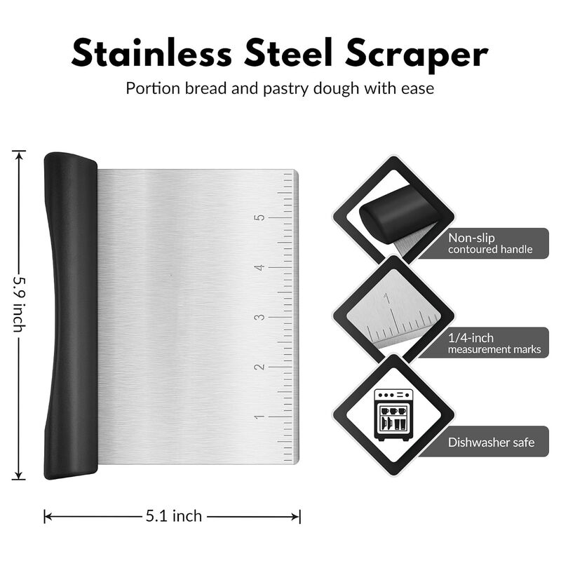Multi-Purpose Stainless Steel Bench Scraper Dough Blender & Pastry Cutter image number 4