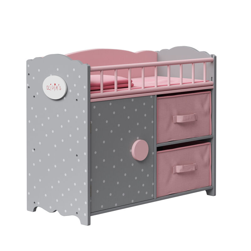 Teamson Kids 16" Baby Doll Wooden Furniture Changing Station Storage TD-12390A image number 3