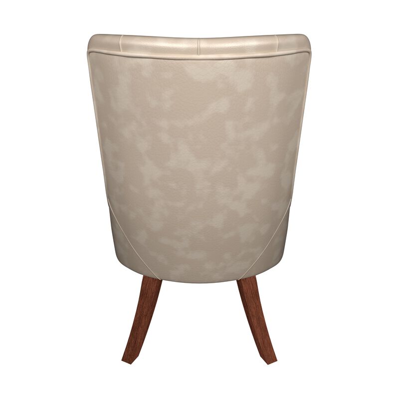 LeisureMod Dining Chair Upholstered in Leather Velvet with Diamond-Tufted High Back and Stained Rubberwood Legs for Modern Home and Kitchen Spruce Collection Set of 2