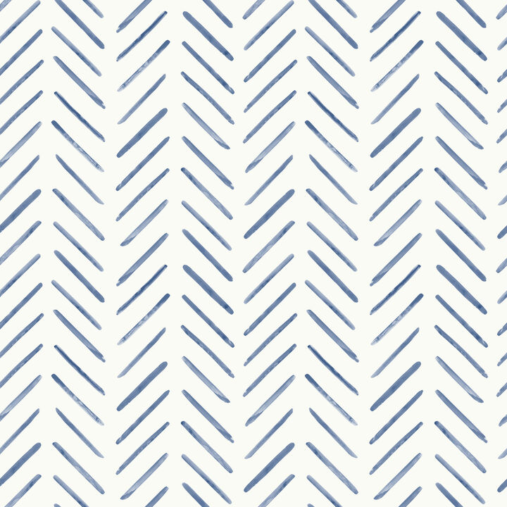 Painted Herringbone Navy Peel & Stick Wallpaper