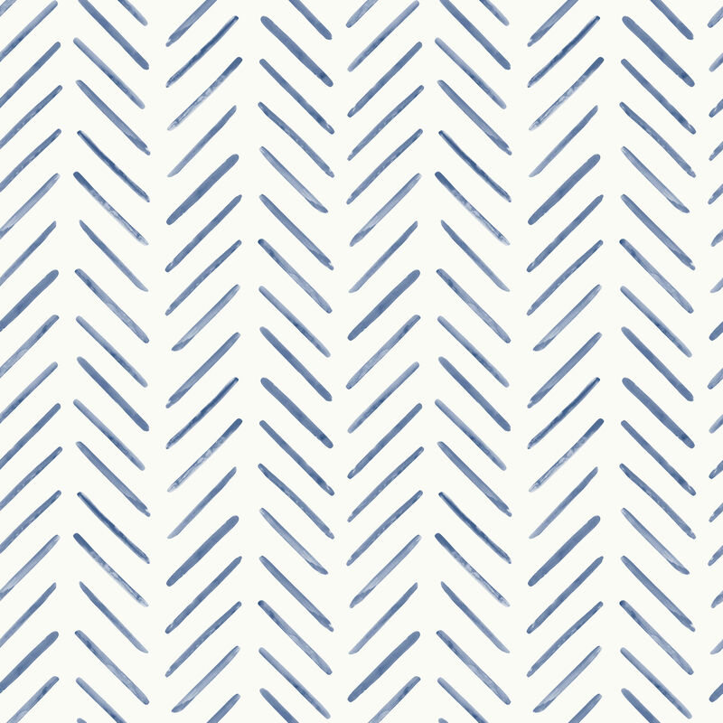 Painted Herringbone Watercolor Botanicals Wallpaper image number 3
