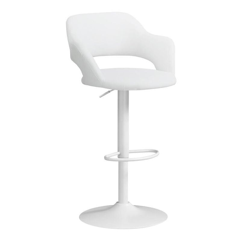 Bar Stool, Swivel, Bar Height, Adjustable, White