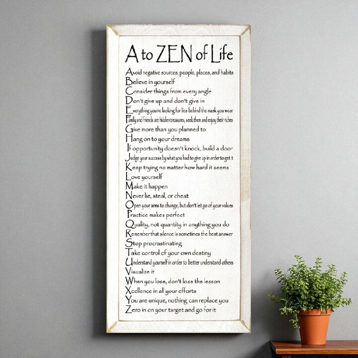 A to ZEN of Life Funny Zen Quote Wooden Wall Sign