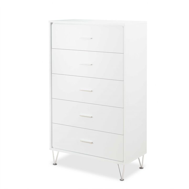 Standard Five Drawer Chest for Bedroom Storage and Organization