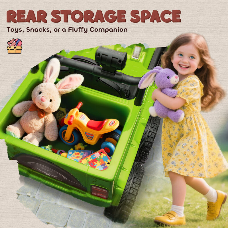 BreeBe 12V 4x4 Kids Electric Car w/ 2WD/4WD Switchable, Remote Control, Spring Suspension System, Back Trailer image number 4