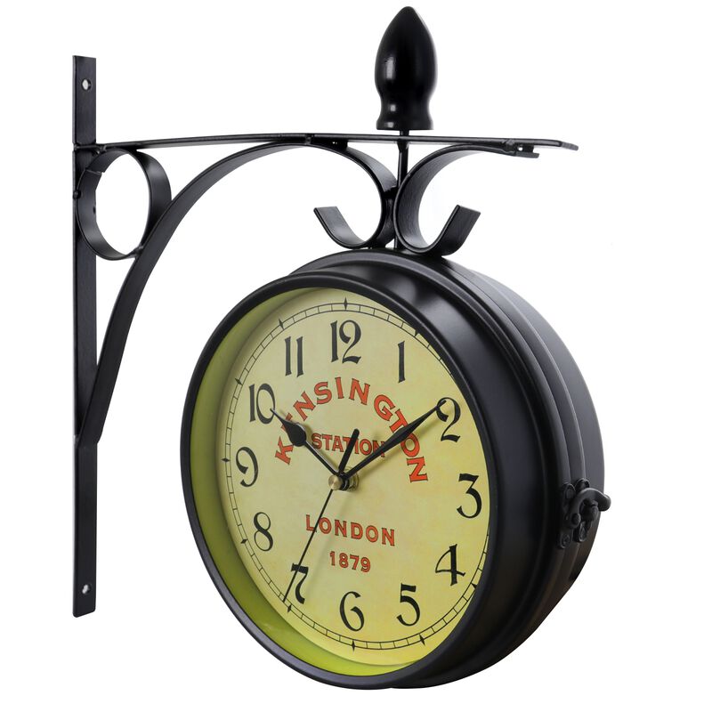 Bedford Clock Collection Double Sided Wall Clock Vintage Antique-Look Mount Station Clock