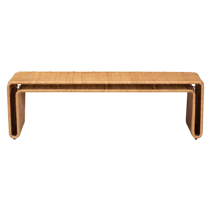 bali & pari Nevada Bohemian Light Honey Rattan Accent Bench