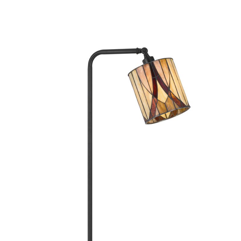 Tiffany Glass Floor Lamp with Adjustable Head, 58 Inch Black, Natural Tones image number 5
