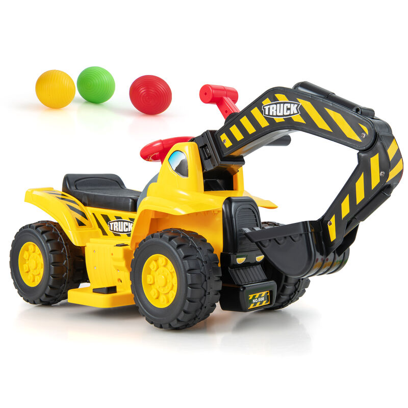 6V Kids Electric Excavator Ride On Toy with Folding Basketball Hoop image number 3